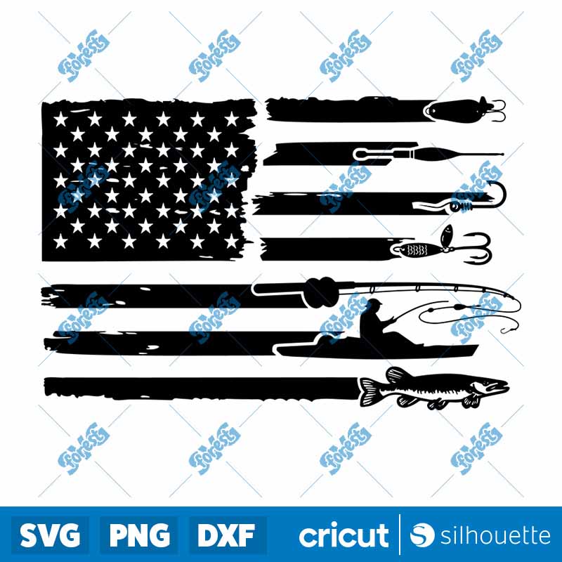 US Flag Fishing SVG