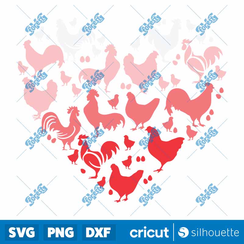 Valentine Day Chicken Heart
  Funny Animal Farmer Lover Gifts SVG