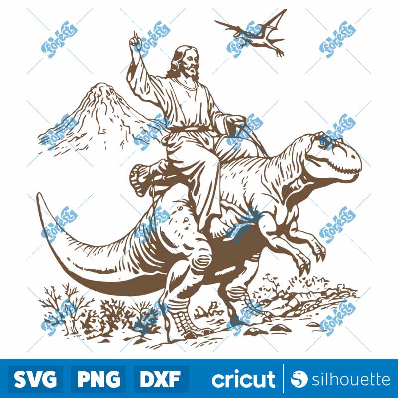 Vintage 90s Jesus Riding
Dinosaur SVG