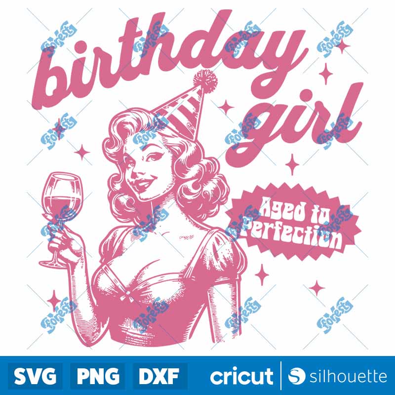 Vintage Birthday Girl SVG