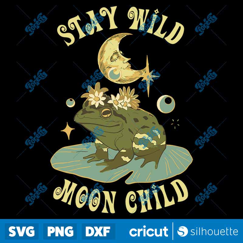 Vintage Cottagecore Moon Child
  Frog Fall SVG