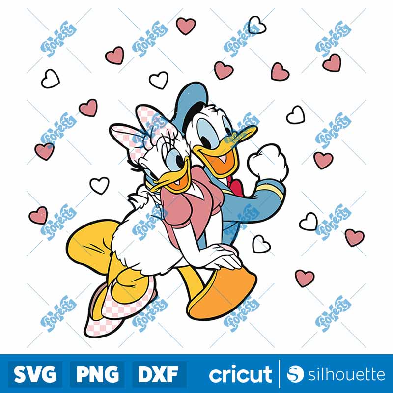 Vintage Donald And Daisy Happy
Valentine SVG