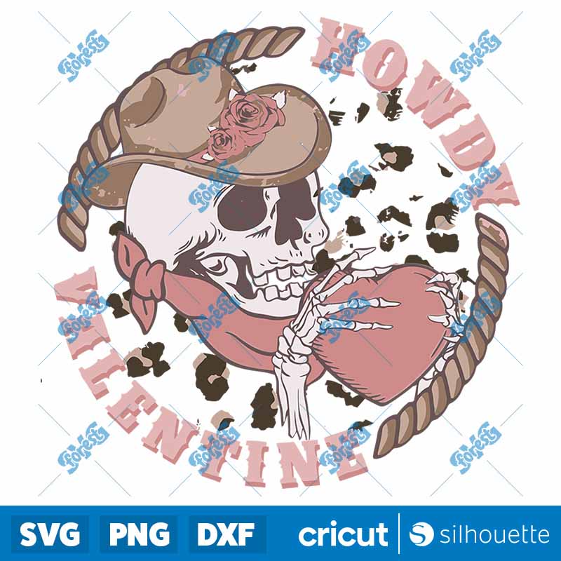 Vintage Howdy Valentine Skull
Skeleton SVG