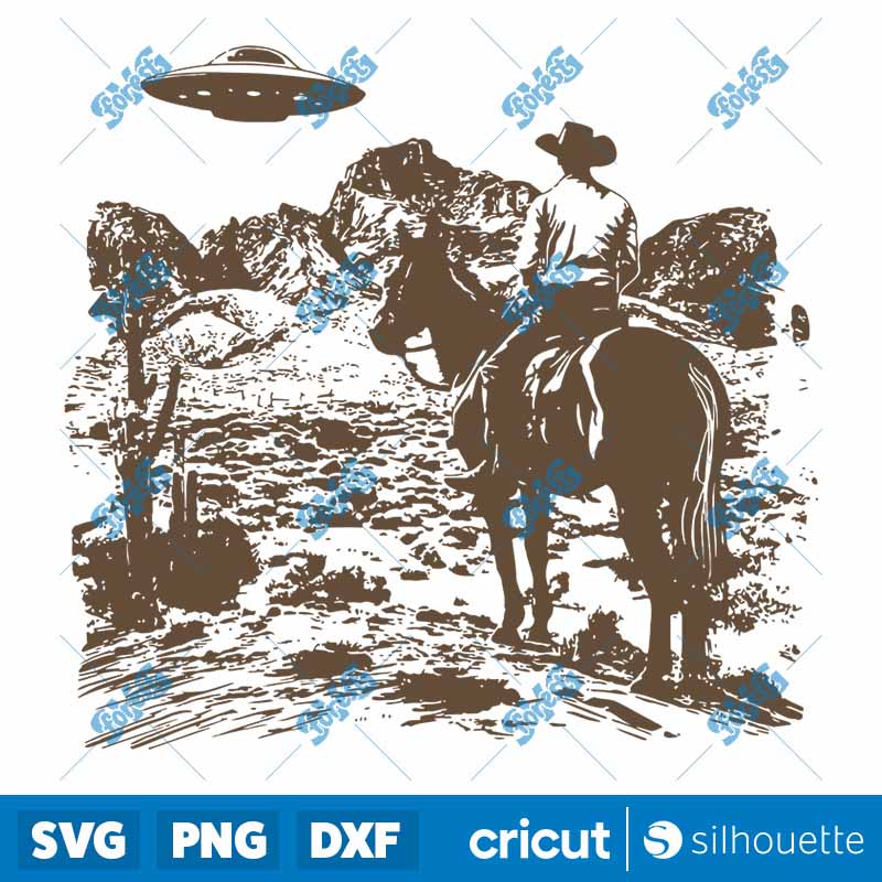 Vintage Rodeo Cowboy UFO
Western SVG