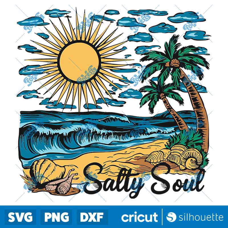 Vintage Salty Soul Sunlight
  And Beach SVG