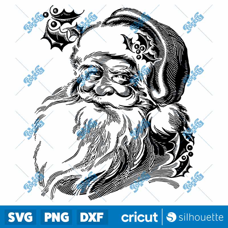 Vintage Santa Head SVG