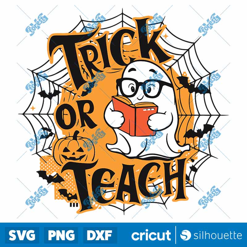 Vintage Trick Or Teach
  Spiderweb SVG