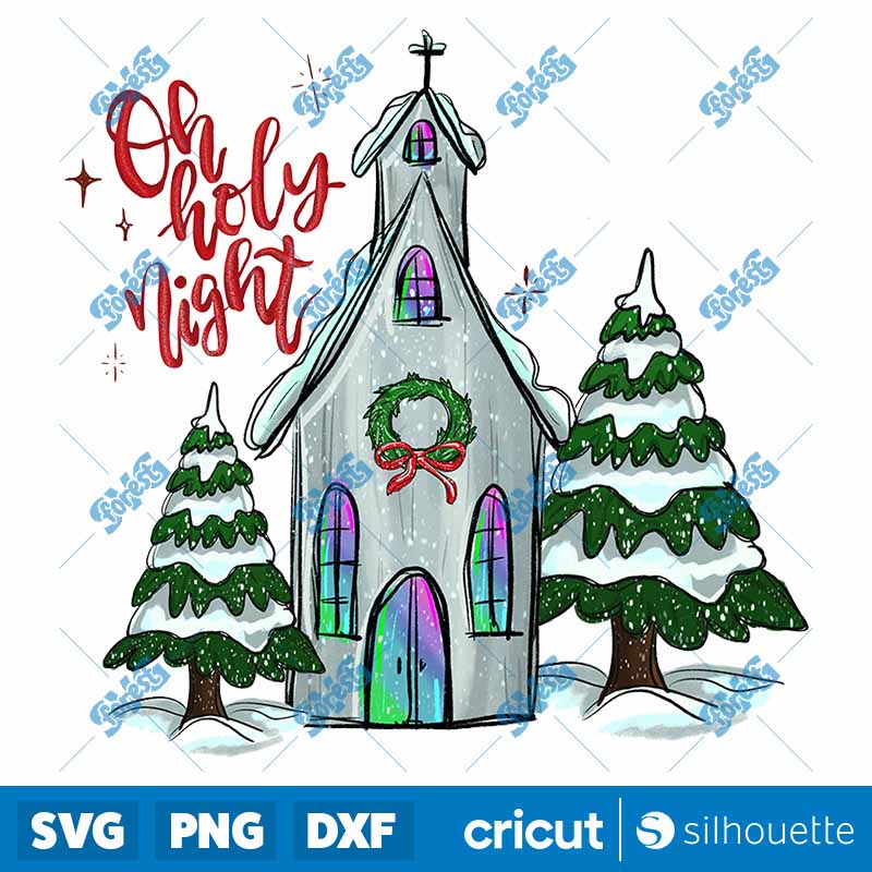 Watercolor Oh Holy Night
  Christmas PNG