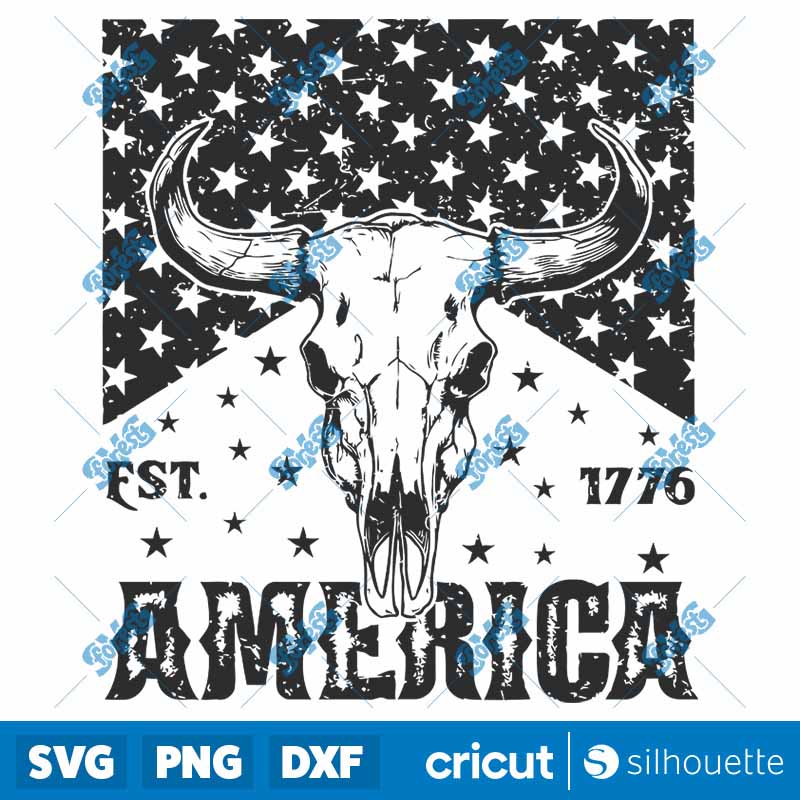 Western Cow Skull America Est
  1776 SVG