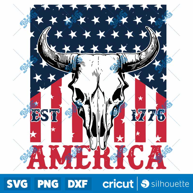 Western Patriotic American Est
1776 Bull Skull SVG