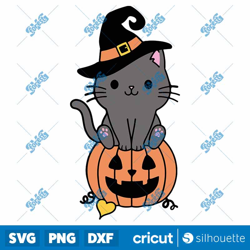 Witch Cat Pumpkin SVG