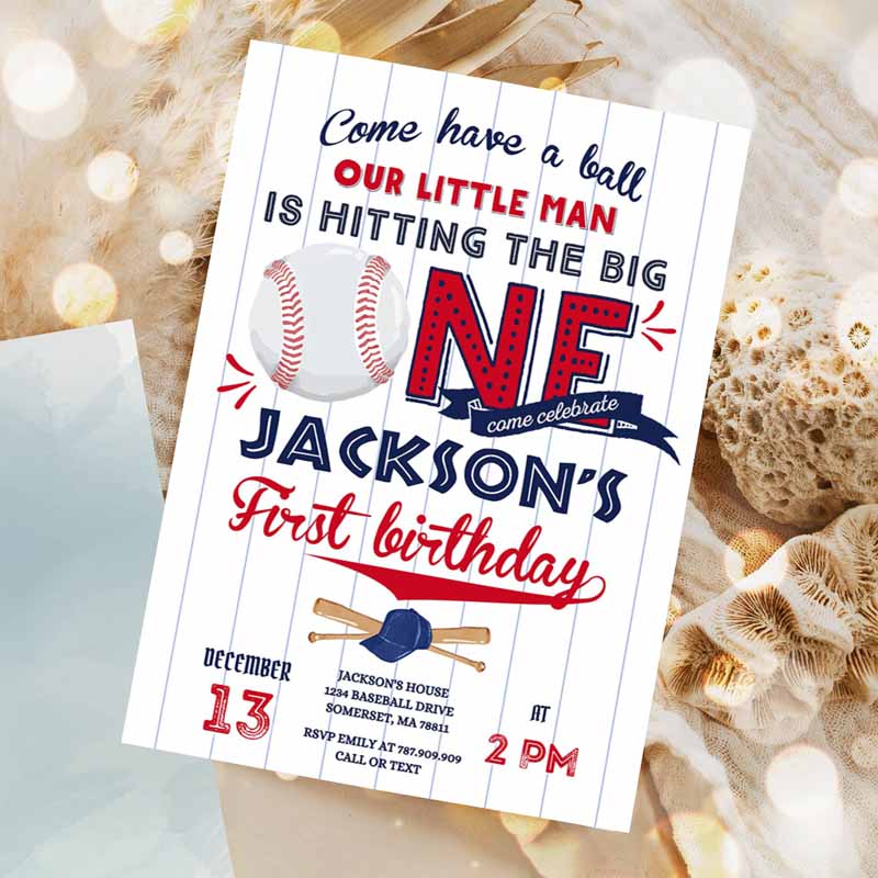 Baseball Invitation, Baseball Kids Birthday Invitation, Baseball Kids Birthday, Red White Blue Baseball Kids Birthday Invitation