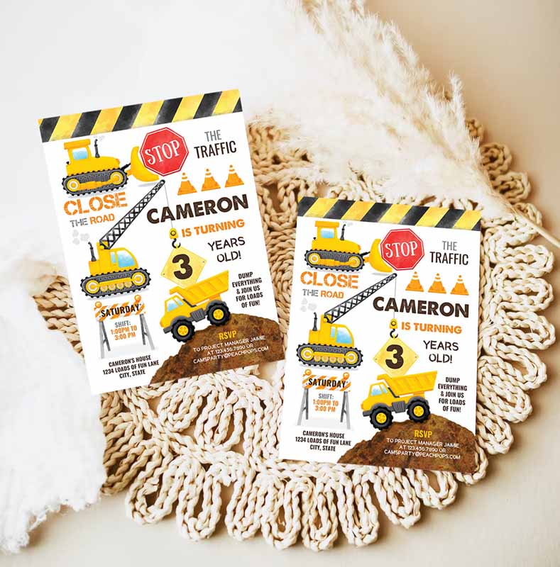 Construction Kids Birthday Invitation, Construction Kids Birthday Invitation, Kids Party Invitation