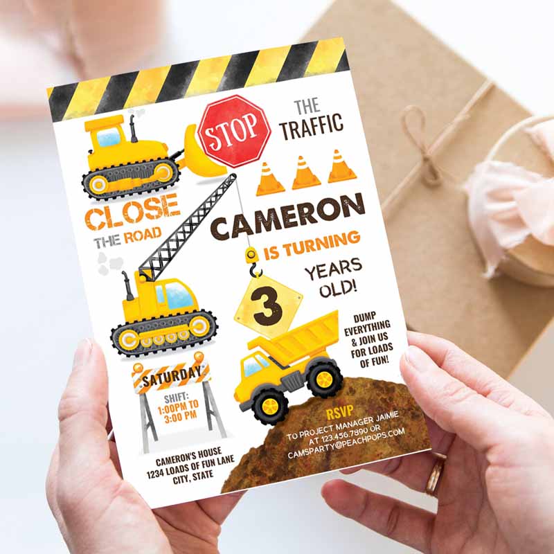 Construction Kids Birthday Invitation, Construction Kids Birthday Invitation, Kids Party Invitation