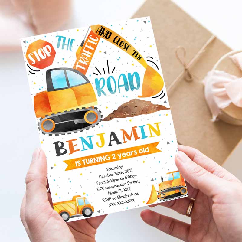 Construction Invitation, Construction Kids Birthday Invitation, Construction Download