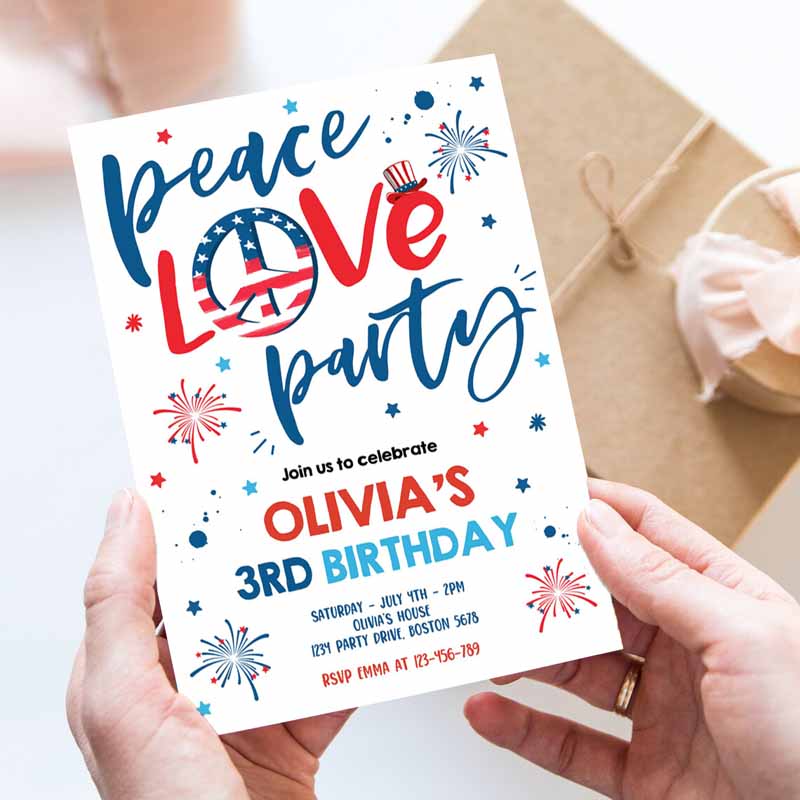 4th Of July Kids Birthday, Peace Love Party, 4th Of July Kids Birthday, Memorial Day Independence Day Party