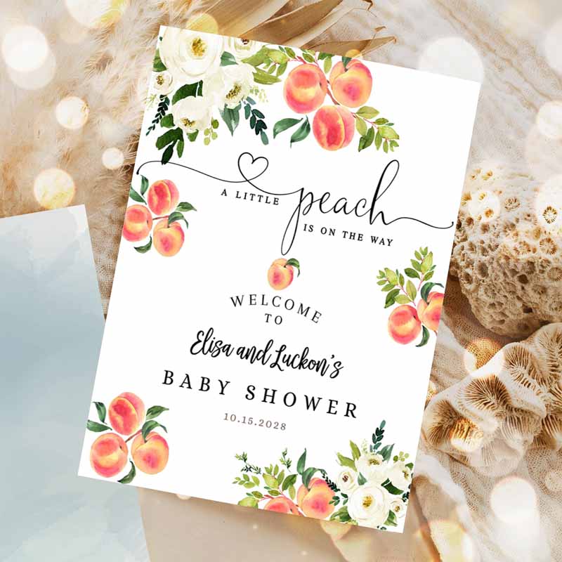 A Little Peach Baby Shower Sprinkle Sip and See Welcome Yard Sign