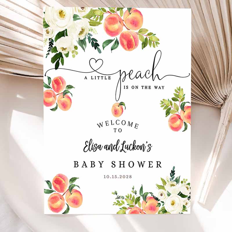 A Little Peach Baby Shower Sprinkle Sip and See Welcome Yard Sign