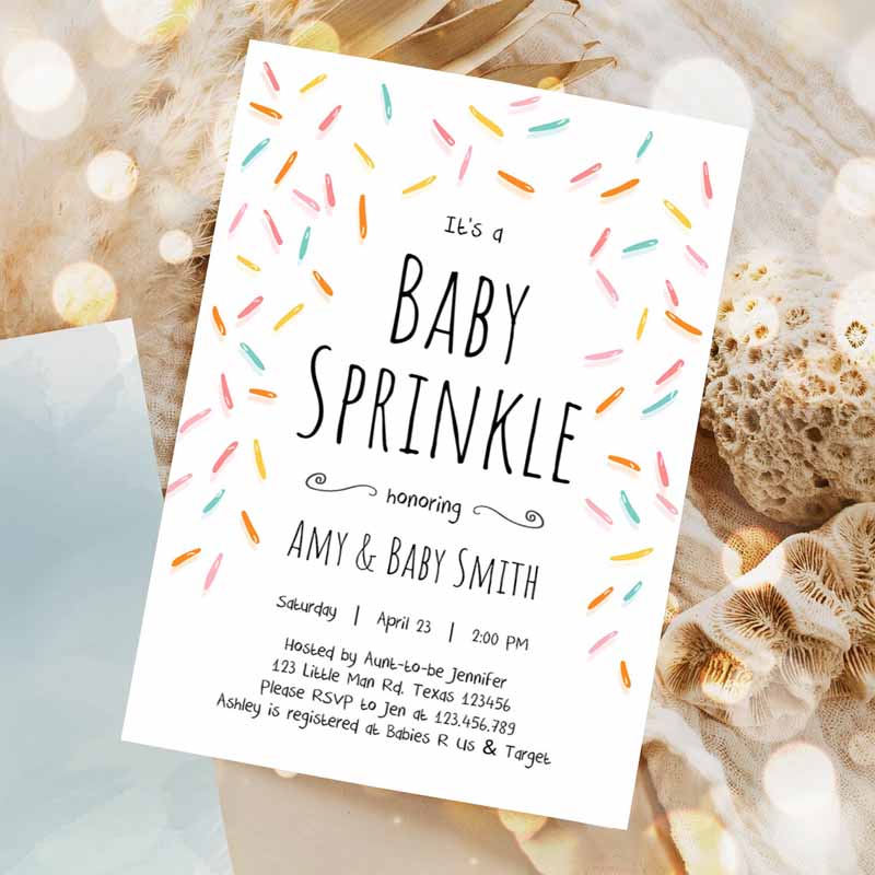 Baby Sprinkle Shower Invitation, Baby Shower Coed Shower Gender Neutral Confetti Sprinkles