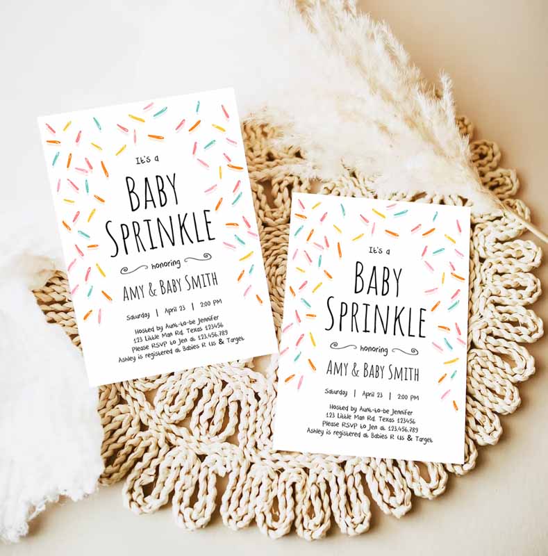 Baby Sprinkle Shower Invitation, Baby Shower Coed Shower Gender Neutral Confetti Sprinkles