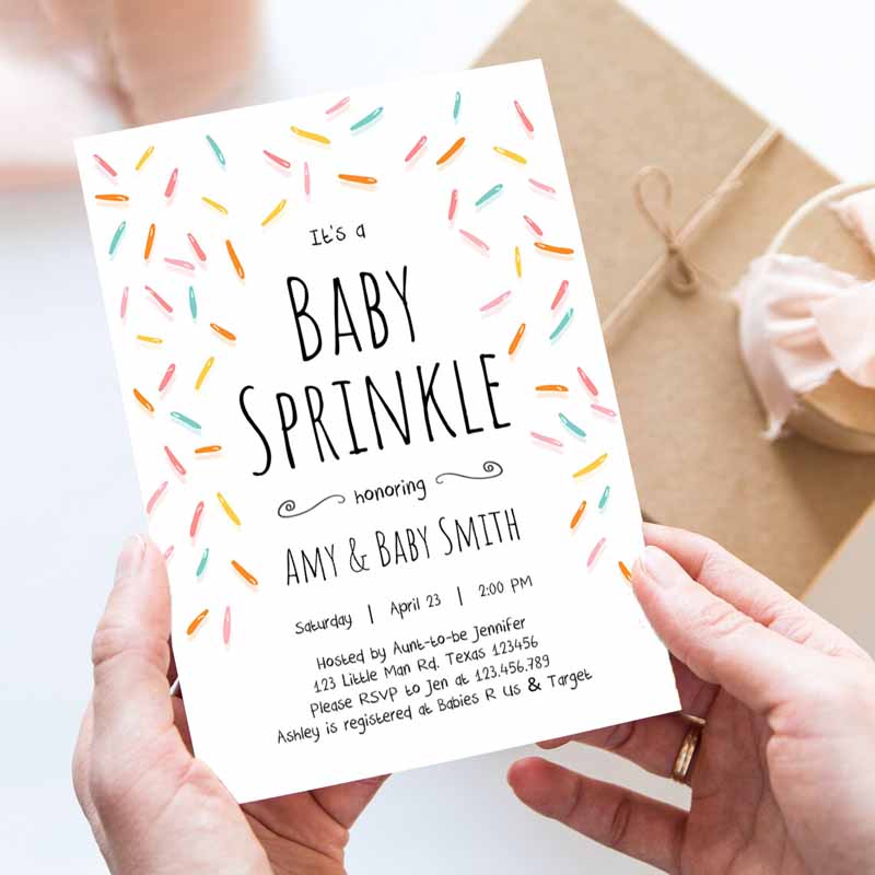 Baby Sprinkle Shower Invitation, Baby Shower Coed Shower Gender Neutral Confetti Sprinkles