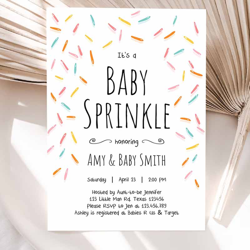 Baby Sprinkle Shower Invitation, Baby Shower Coed Shower Gender Neutral Confetti Sprinkles