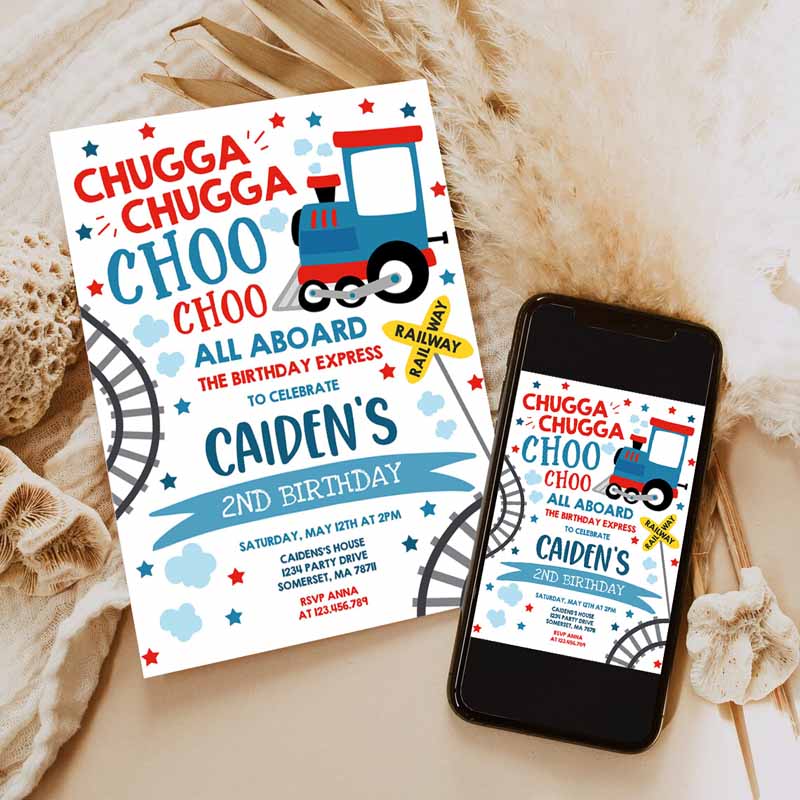 Chugga Chugga Choo Choo Train Kids Birthday Invitation, Chugga Chugga Choo Choo Party, Choo Choo Train Party