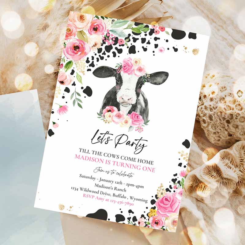 Cow Kids Birthday, Let's Party, Tille Cow Come Home Kids Birthday Party, Floral Farm Cow Kids Birthday Party