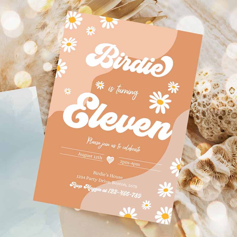 Daisy Kids Birthday, Five Is A Vibe Invitation, Boho Hippie Groovy Floral 's Kids Birthday Party