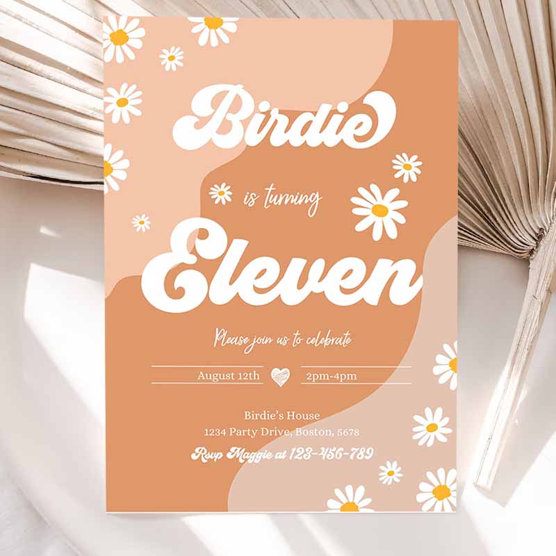 Daisy Kids Birthday, Five Is A Vibe Invitation, Boho Hippie Groovy Floral 's Kids Birthday Party