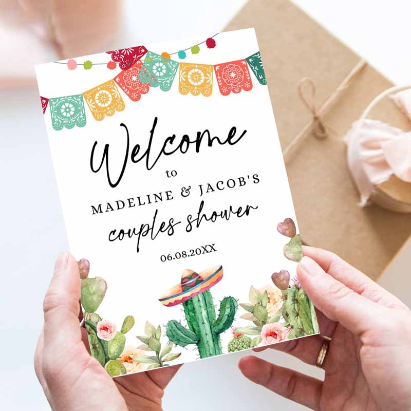 Fiesta Cactus Welcome Sign, Couples Shower Welcome Desert Mexican Succulent Taco Bout Love Succulent