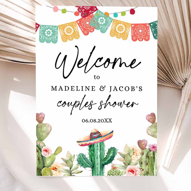 Fiesta Cactus Welcome Sign, Couples Shower Welcome Desert Mexican Succulent Taco Bout Love Succulent