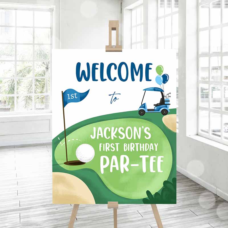 Golf Kids Birthday, Boy Hole in One Party, First Kids Birthday, Par-Tee Golfing Golf Welcome Kids Birthday