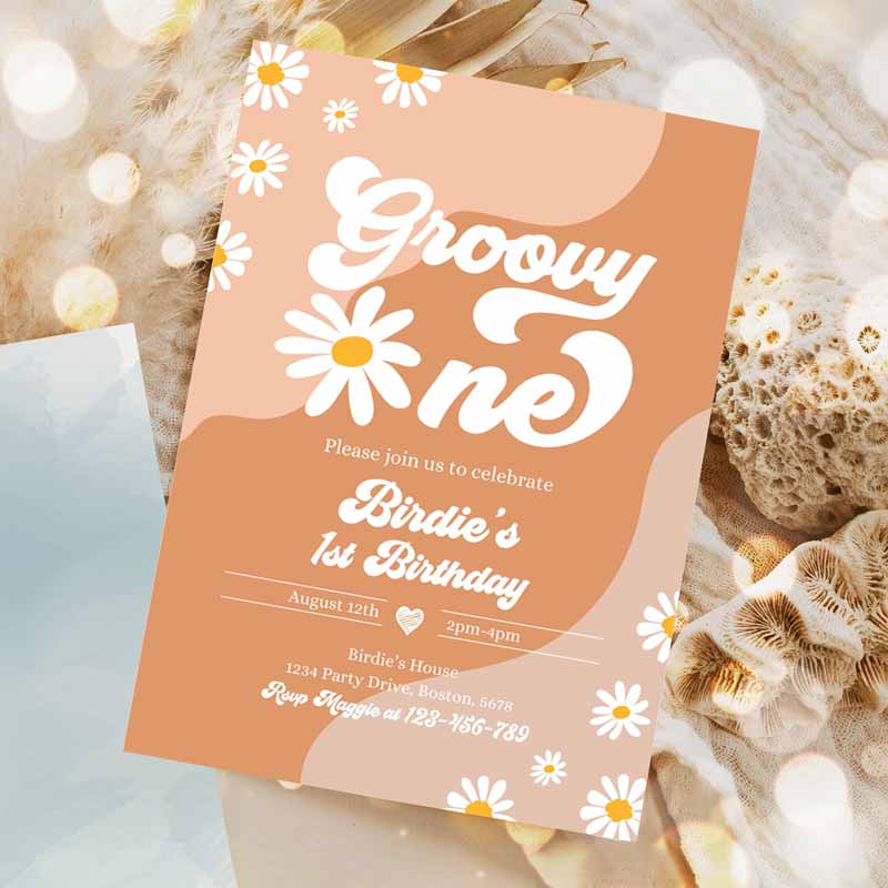 Groovy One Kids Birthday, Boho Retro Groovy Hippie Floral 's Kids Birthday Party, Daisy Hippie Party