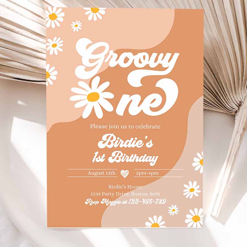 Groovy One Kids Birthday, Boho Retro Groovy Hippie Floral 's Kids Birthday Party, Daisy Hippie Party