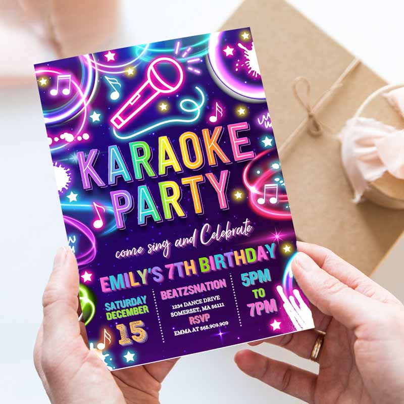 Karaoke Kids Birthday, Neon Glow Karaoke Kids Birthday Party, Neon Singing Music Kids Birthday Party, Glow Party