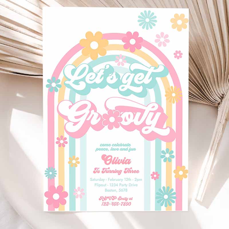 Let's Get Groovy Kids Birthday, Peace Love Party, Hippie Groovy Rainbow Party, Any Age Party