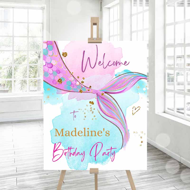 Mermaid Welcome Sign, Mermaid Kids Birthday, Girl Mermaid Tail Kids Birthday, Decor Welcome Under The Sea