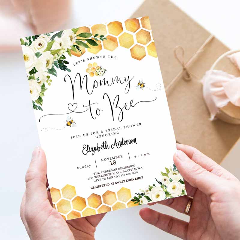 Mommy to Bee Baby Shower Invitation, Gender Neutral Mommy to Bee Baby Shower