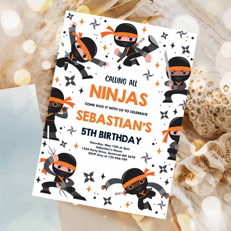 Ninja Kids Birthday, Karate Kids Birthday Invitation, Warrior Kids Birthday Party, Martial Arts Ninja Party Invitation