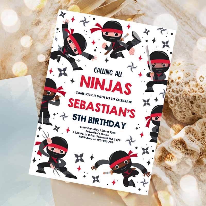 Ninja Kids Birthday, Karate Kids Birthday Invitation, Warrior Kids Birthday Party, Martial Ninja Party