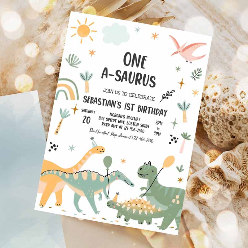 One-A-Saurus Dinosaur Kids Birthday Party, Dinosaur T-Rex Kids Birthday Party, Jurassic Dino Kids Birthday Party