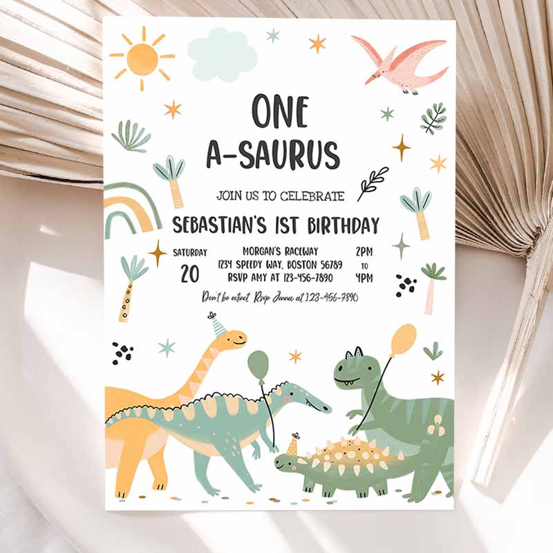 One-A-Saurus Dinosaur Kids Birthday Party, Dinosaur T-Rex Kids Birthday Party, Jurassic Dino Kids Birthday Party