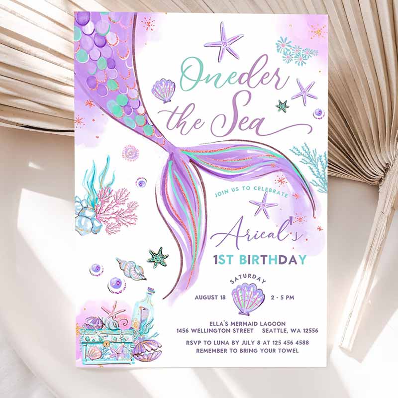 ONEder The Sea Mermaid Purple Teal First Mermaid Kids Birthday, Little Mermaid