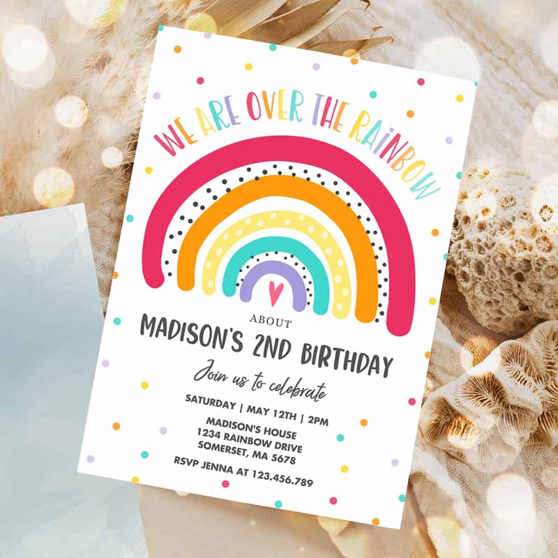 Rainbow Kids Birthday Invitation, Bright Rainbow Party Invitation, Colorful Rainbow Kids Birthday, Modern Rainbow Party