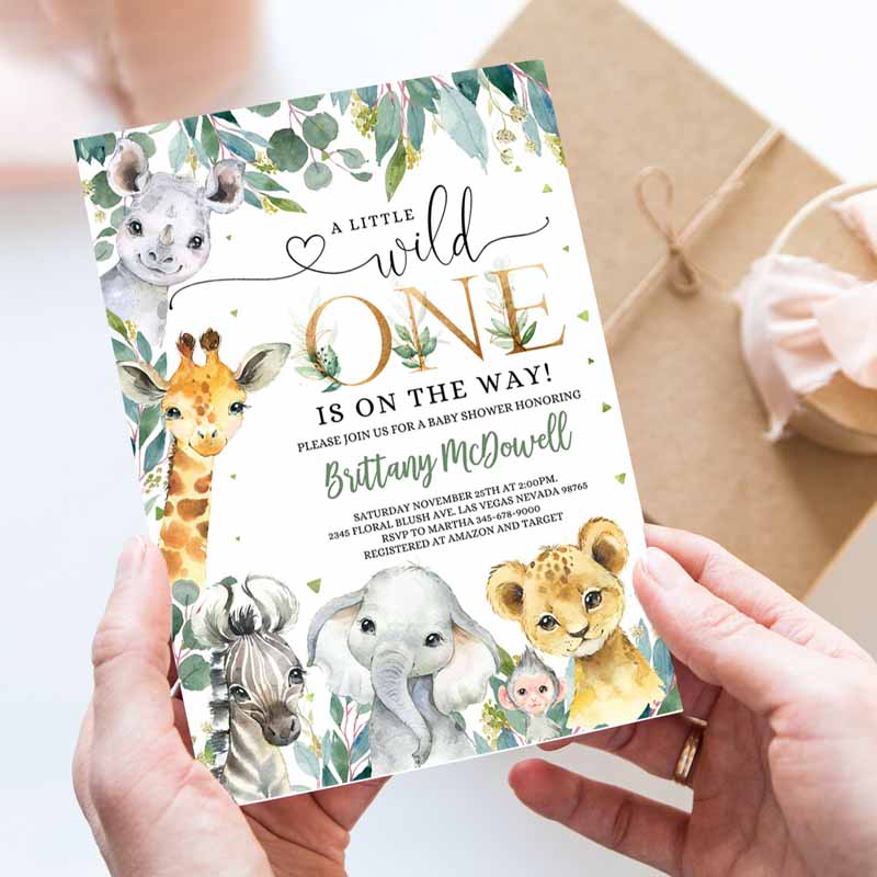 Safari Baby Shower Invitation, Wild One Jungle Baby Shower Invite Baby Shower Boy Baby Boy Party Invitation