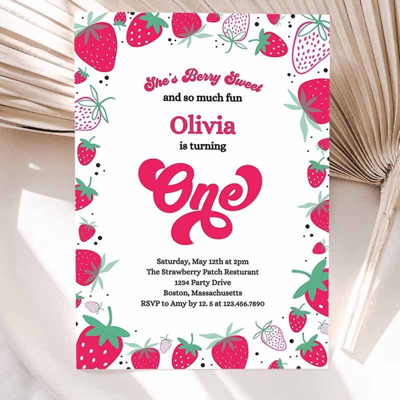 She's Berry Sweet Kids Birthday Invitation