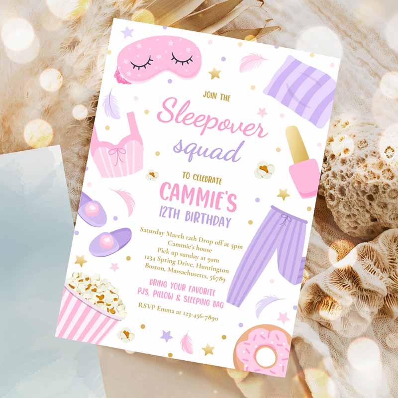 Sleepover Squad Kids Birthday, Slumber Kids Birthday, Sleepover Tween Teen Kids Birthday