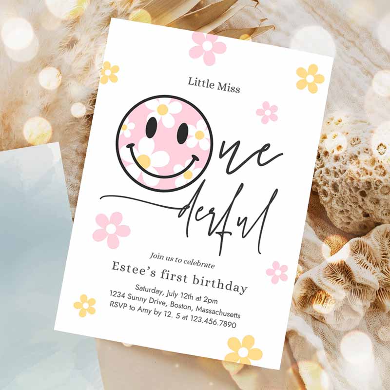 Smiley Daisy Face Kids Birthday Daisy Little Miss Onederful Kids Birthday, Happy Face Party