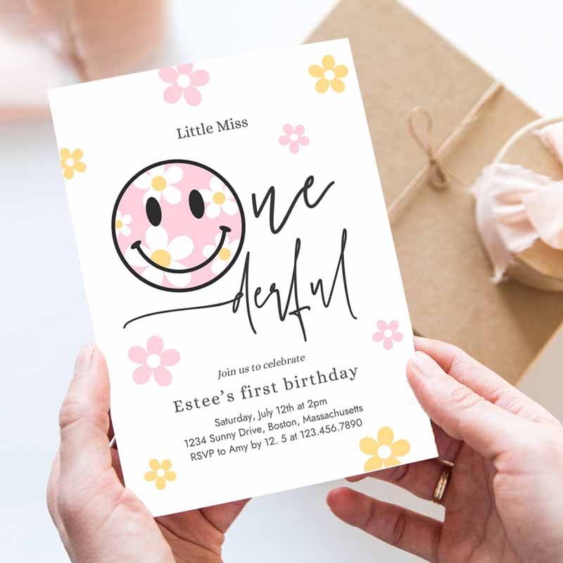 Smiley Daisy Face Kids Birthday Daisy Little Miss Onederful Kids Birthday, Happy Face Party